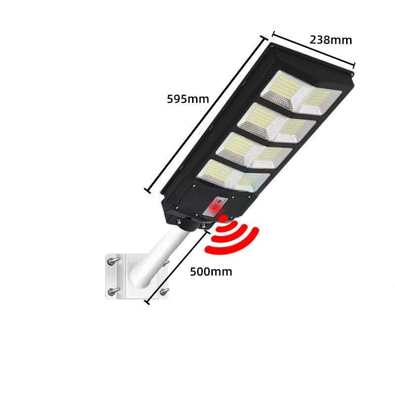 Lampa Solara Stradala 200W, Senzor de Miscare si Telecomanda, Rezistenta la Apa IP65, 180 LED-uri, Acumulator 10Ah, Autonomie 12 Ore, Carcasa ABS, Lumina Rece 6500K, 60 cm, Negru