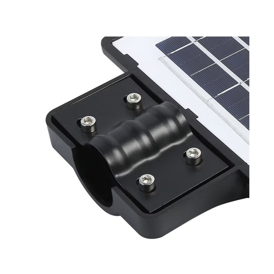Lampa Solara Stradala 300W, Senzor de Miscare si Lumina, 225 LED-uri, Rezistenta la Apa IP65, Telecomanda si Suport, Acumulator 15Ah, 6500K, 69.5x24.3 cm, Negru