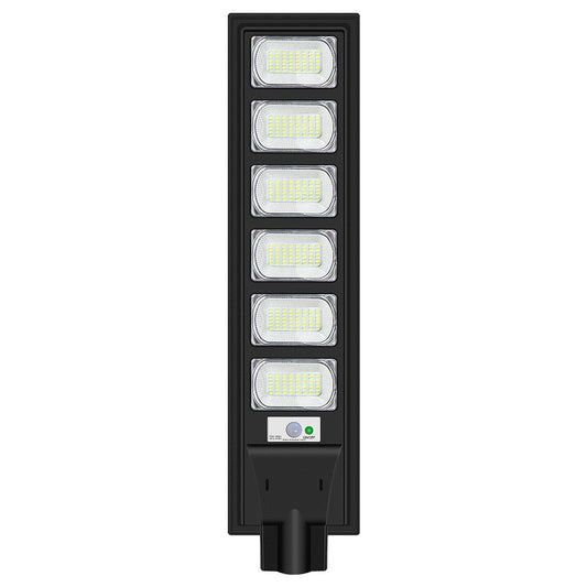 Lampa Solara Stradala 300W, Senzor de Miscare si Telecomanda, Panou Solar si Acumulator 15Ah, Protectie IP65, 288 LED-uri, Lumina Rece 6500K, ABS, 79x18.8x5 cm, Negru