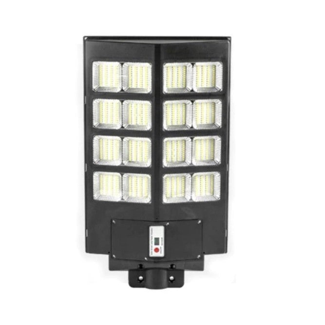 Lampa Solara Stradala 400W, 640 LED-uri, Senzor Miscare si Telecomanda, Protectie IP65, Material ABS, Acumulator 20AH, Autonomie 12 Ore, Lumina Rece 6500K, 60x35 cm, Negru