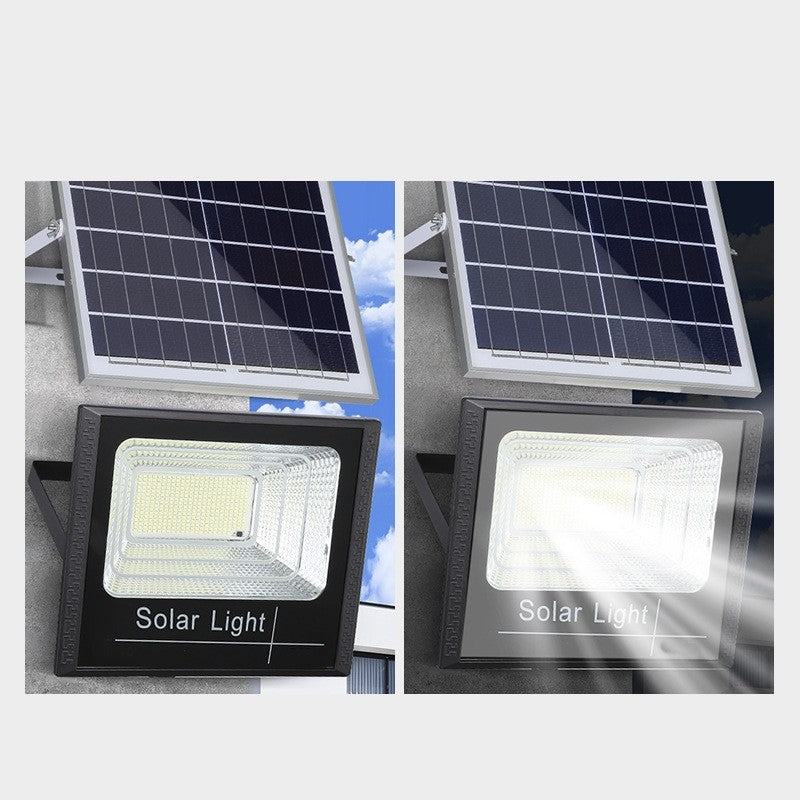 Proiector LED Solar 45W cu Senzor Lumina, Panou Solar si Telecomanda, Protectie IP65, 170 LED-uri SMD, Autonomie 10 Ore, ABS, 13.1x14.5 cm, Negru
