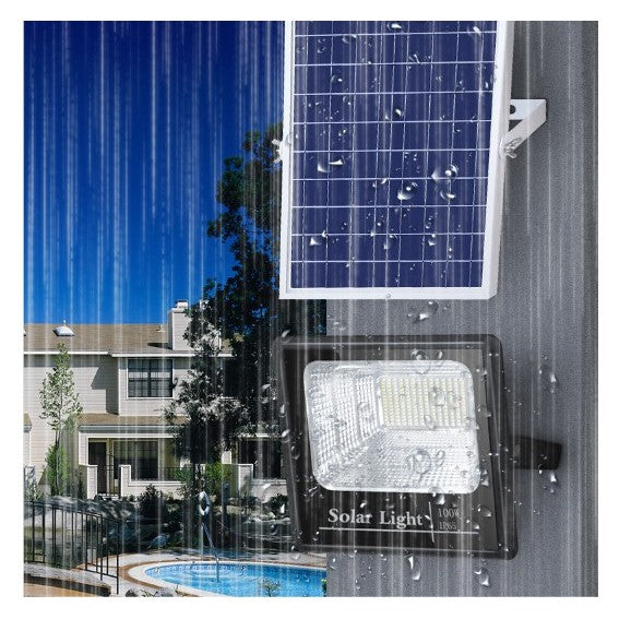 Proiector LED 300W cu Incarcare Solara, Panou Solar si Senzor de Lumina, Autonomie 12h, IP65, Telecomanda, Suport Inclus, Material ABS, 1032 LED-uri, Acumulator 14Ah, 36x32 cm, Negru