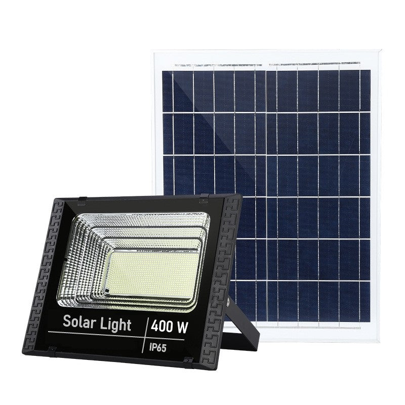 Proiector LED Solar 400W, Lampa Exterior cu Panou Solar si Senzor Lumina, IP65, Telecomanda, 473 LED-uri SMD, Acumulator 12Ah, Autonomie 12h, Carcasa ABS, Negru