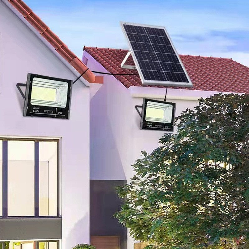 Set 2 Proiectoare LED SMD 30W cu Incarcare Solara, Senzor de Lumina si Telecomanda, Protectie IP65, Autonomie 10 Ore, ABS, Negru, 200 LED-uri, 13x13.5 cm