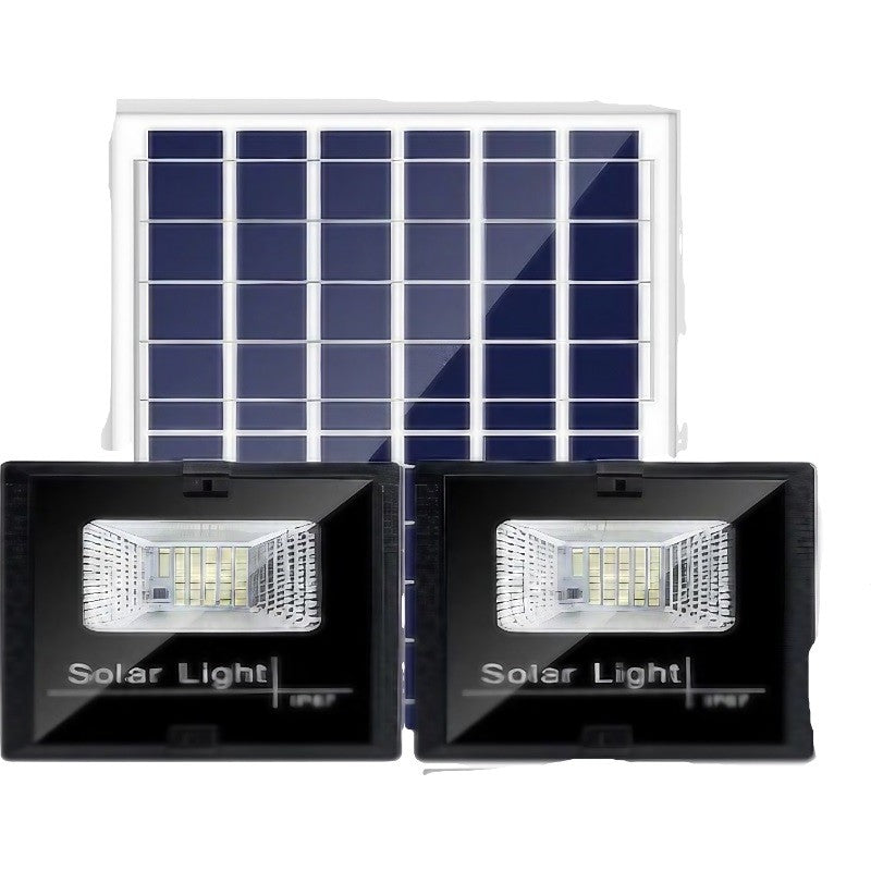 Set 2 Proiectoare LED SMD 30W cu Incarcare Solara, Senzor de Lumina si Telecomanda, Protectie IP65, Autonomie 10 Ore, ABS, Negru, 200 LED-uri, 13x13.5 cm