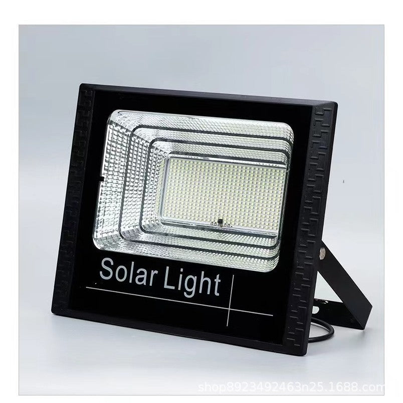 Proiector LED SMD 300W cu Incarcare Solara, Senzor Lumina si Telecomanda, Panou Solar IP65, Acumulator 18Ah, 400 LED-uri, Lumina Rece 6500K, ABS, 32x26x9 cm, Negru