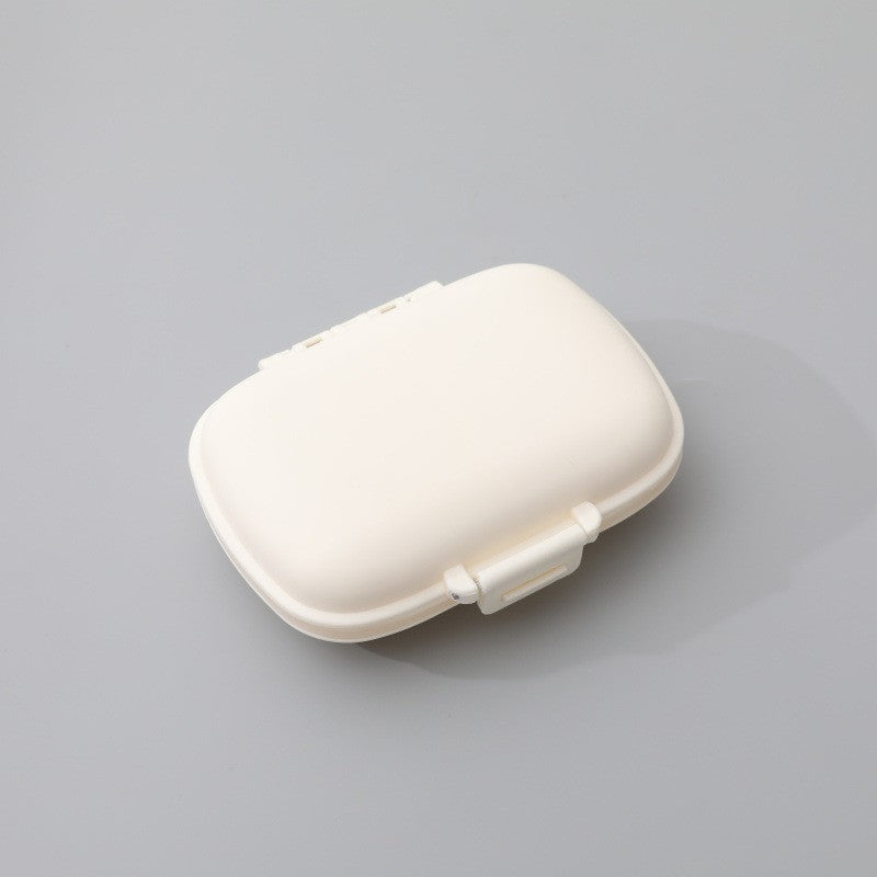 Organizator Medicamente si Pastile Portabil, Cutie Depozitare Etansa cu 8 Compartimente si Inchidere Dubla, Plastic Fara BPA si Silicon, Alb, 11 x 7 x 3 cm