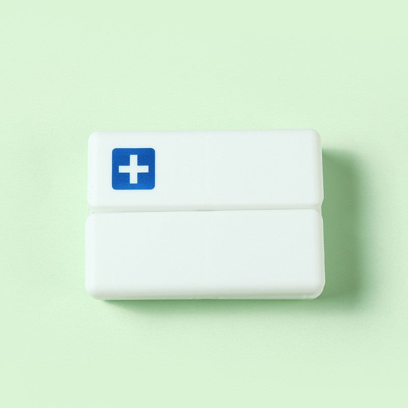 Organizator Medicamente Si Vitamine, Cutie Pastile Portabila Cu 7 Compartimente Sigilate, Design Pliabil Cu Inchidere Ermetica, Plastic Fara BPA, 10.2 x 7.2 cm, Alb/Albastru