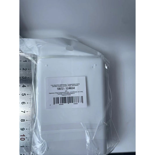 Organizator Medicamente Si Vitamine, Cutie Pastile Portabila Cu 7 Compartimente Sigilate, Design Pliabil Cu Inchidere Ermetica, Plastic Fara BPA, 10.2 x 7.2 cm, Alb/Albastru