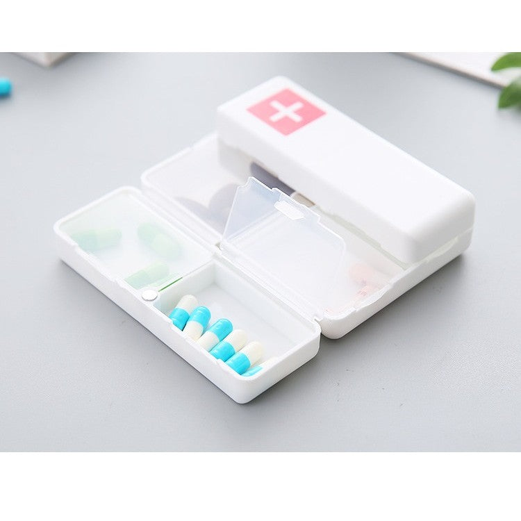 Organizator Medicamente si Cutie Pastile Portabila, 7 Compartimente cu Inchidere Ermetica, Plastic Fara BPA, Pliabila pentru Calatorii, Alb/Rosu