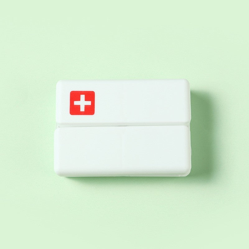 Organizator Medicamente si Cutie Pastile Portabila, 7 Compartimente cu Inchidere Ermetica, Plastic Fara BPA, Pliabila pentru Calatorii, Alb/Rosu