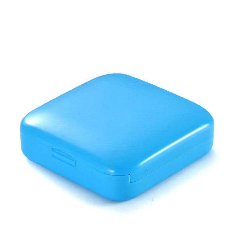 Organizator Medicamente si Vitamine, Cutie Depozitare Portabila cu 2 Compartimente, Inchidere Etansa si Glisanta, Plastic fara BPA, 6.3 x 6.3 cm, Albastru, Set 2 Bucati