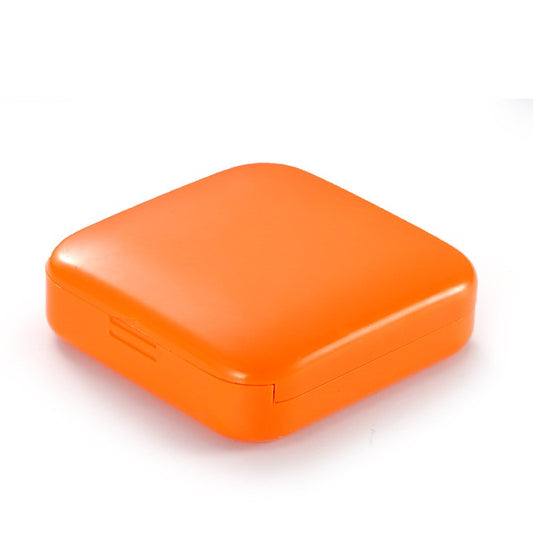 Organizator Medicamente Portabil, Cutie Pastile cu 2 Compartimente, Deschidere Glisanta cu o Mana, Plastic Fara BPA, Inchidere Etansa, 6.3x6.3x1.9 cm, Portocaliu, 2 Bucati