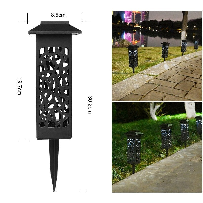 Set 6 Lampi Solare LED Tip Felinar, Iluminat Decorativ Gradina si Terasa, Rezistente la Intemperii, Lumina Alb Rece, Inaltime 30.2 cm, Acumulator 600mAh, Plastic, Negru