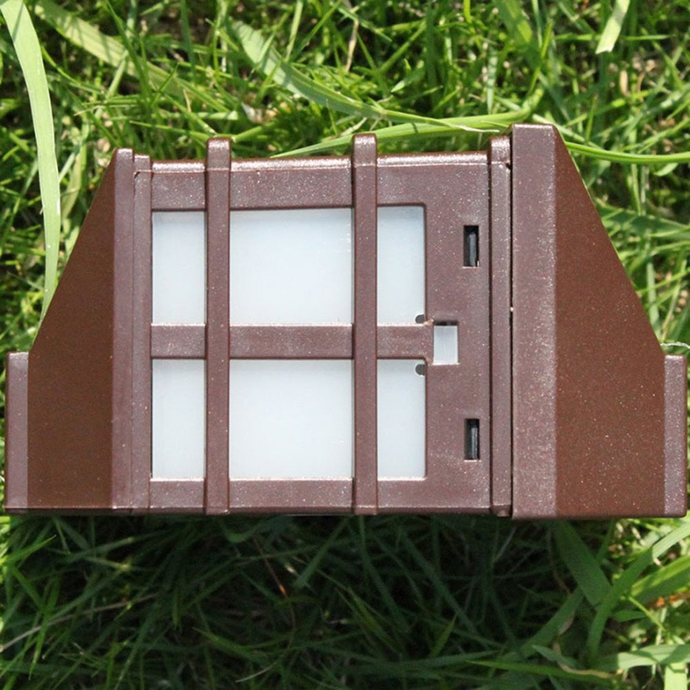 Lampa Solara LED Tip Felinar Pentru Perete, Senzor De Lumina, Exterior Si Gradina, ABS, Set 2 Bucati, 11.5 x 8.3 cm, 400mAh, Lumina Alb Rece, Maro