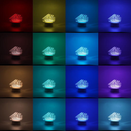 Lampa LED Decorativa 3D, Model Vapor, Lumina Multicolora RGB cu Telecomanda, Alimentare Duala USB sau Baterii, Material Acril, 20 cm, Alb