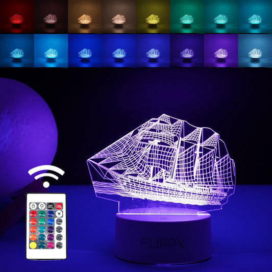 Lampa LED Decorativa 3D, Model Vapor, Lumina Multicolora RGB cu Telecomanda, Alimentare Duala USB sau Baterii, Material Acril, 20 cm, Alb