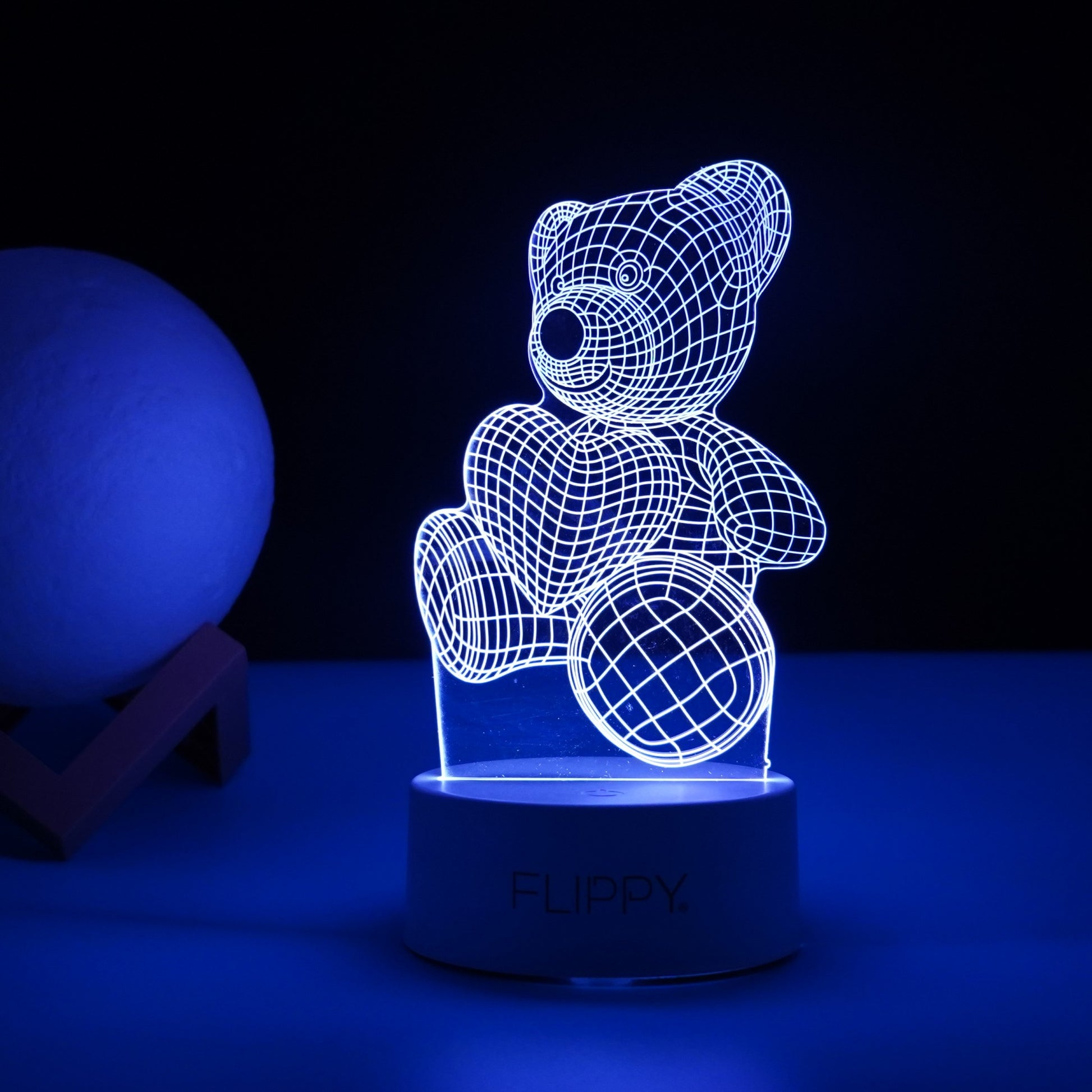 Lampă LED Decorativă 3D, Model Ursuțel, Iluminare Multicolură RGB, Material Acril, Alb