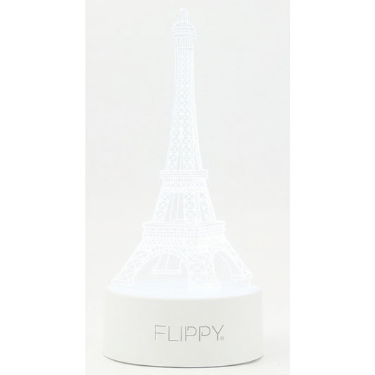 Lampa LED Decorativa 3D Turnul Eiffel, Lumina Multicolora RGB cu Telecomanda, Acril Rezistent, Alimentare USB sau Baterii, Baza Alba