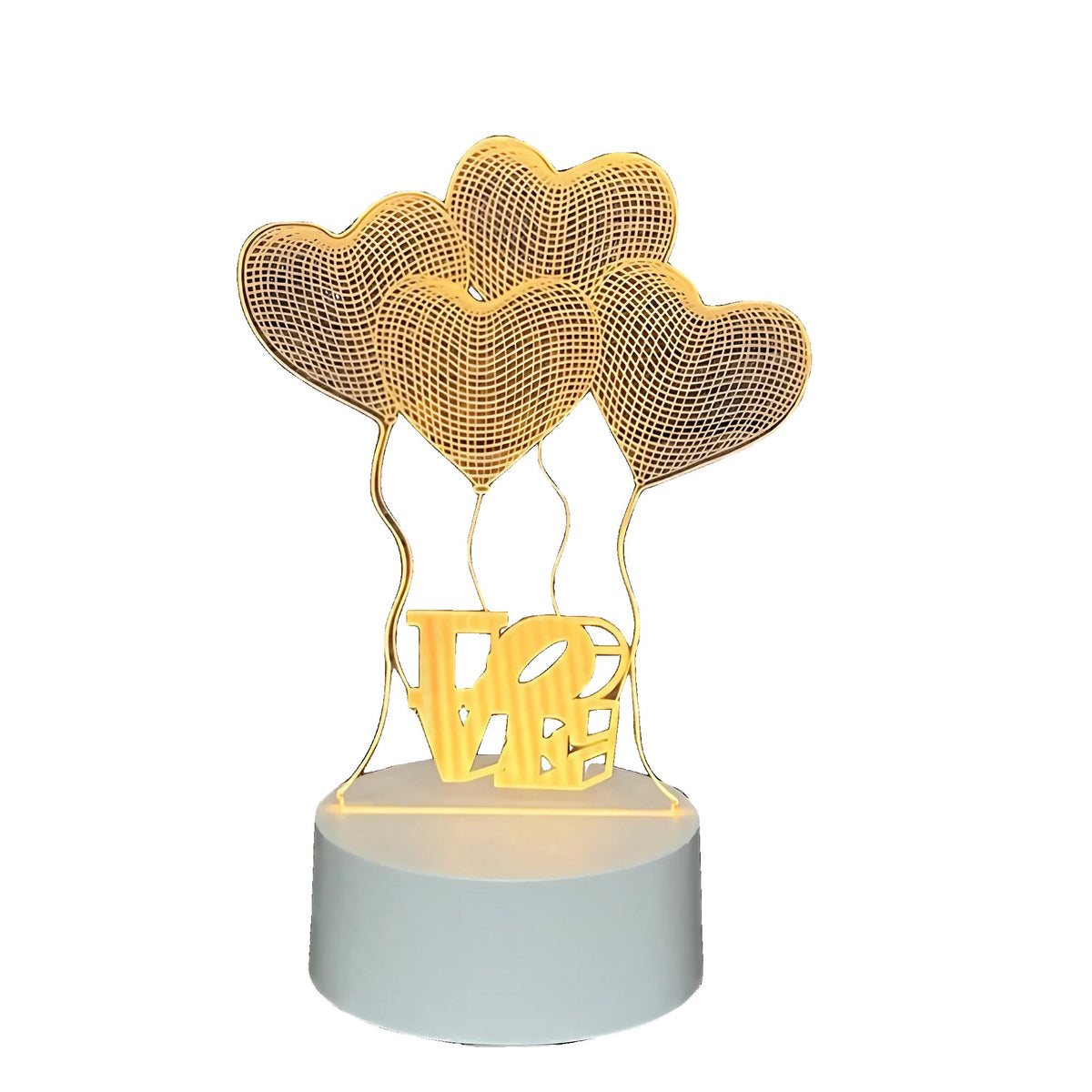Lampa LED Decorativa 3D, Model Baloane Love, Efect Vizual Tridimensional, Lumina Multicolora RGB cu Telecomanda, Alimentare USB sau Baterii, Material Acril, Alb