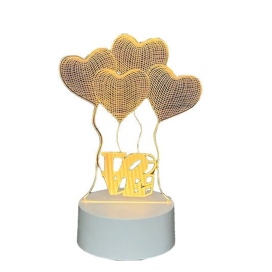 Lampa LED Decorativa 3D, Model Baloane Love, Efect Vizual Tridimensional, Lumina Multicolora RGB cu Telecomanda, Alimentare USB sau Baterii, Material Acril, Alb