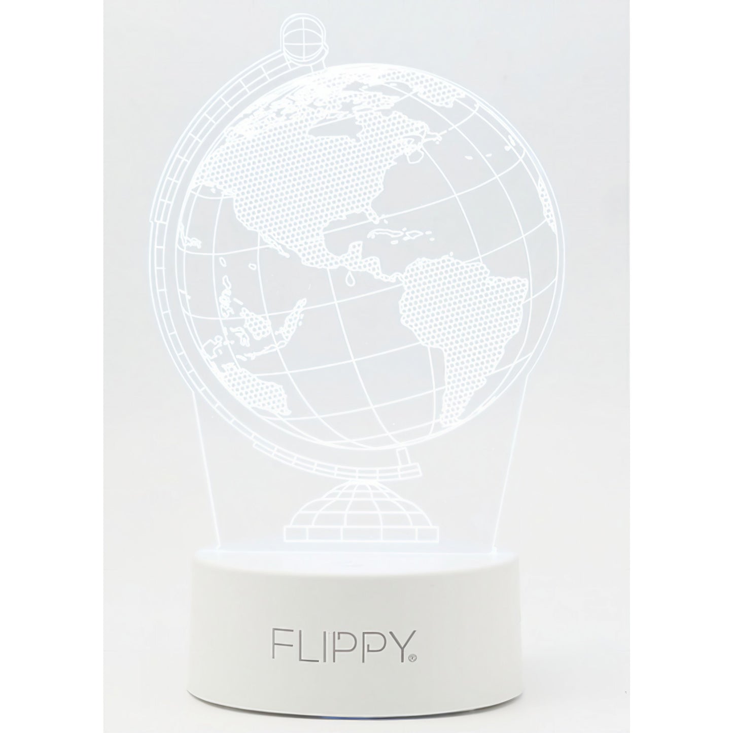Lampa LED Decorativa 3D, Globul Pamantesc, Iluminare Multicolora cu Telecomanda, Alimentare USB sau Baterii, Material Acril, Inaltime 20 cm, Alb