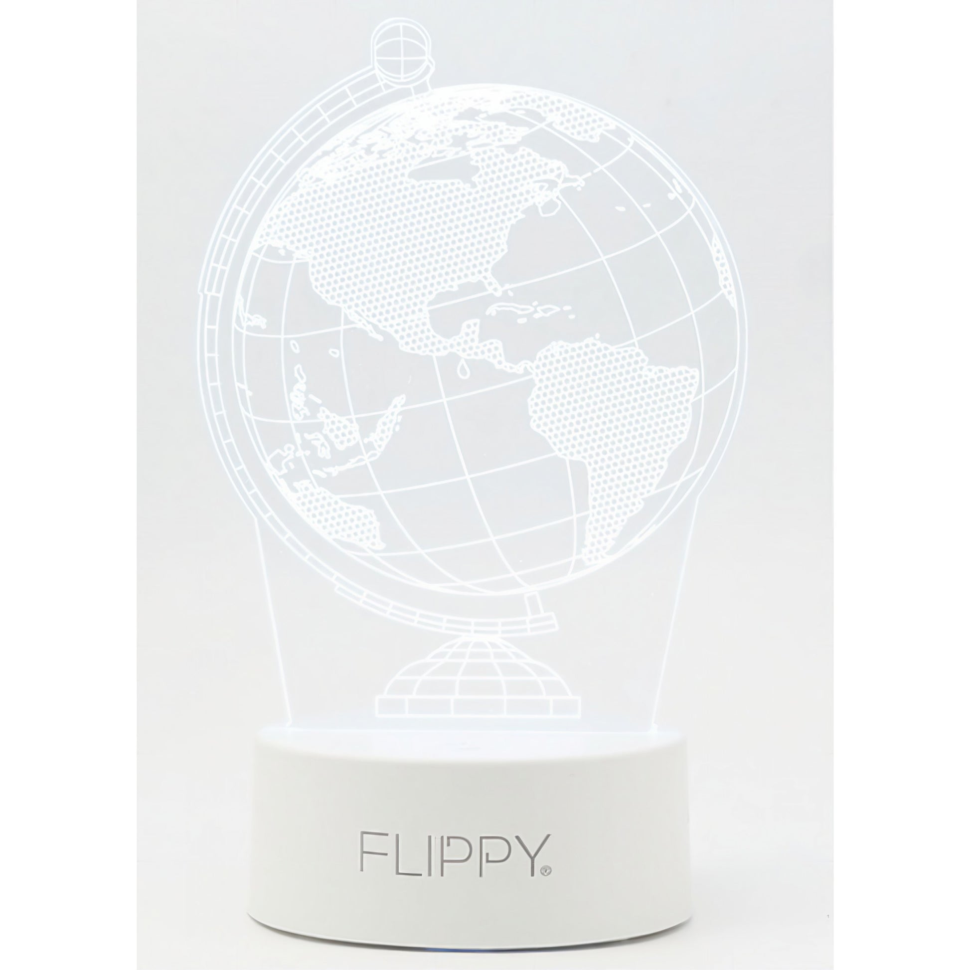 Lampa LED Decorativa 3D, Globul Pamantesc, Iluminare Multicolora cu Telecomanda, Alimentare USB sau Baterii, Material Acril, Inaltime 20 cm, Alb