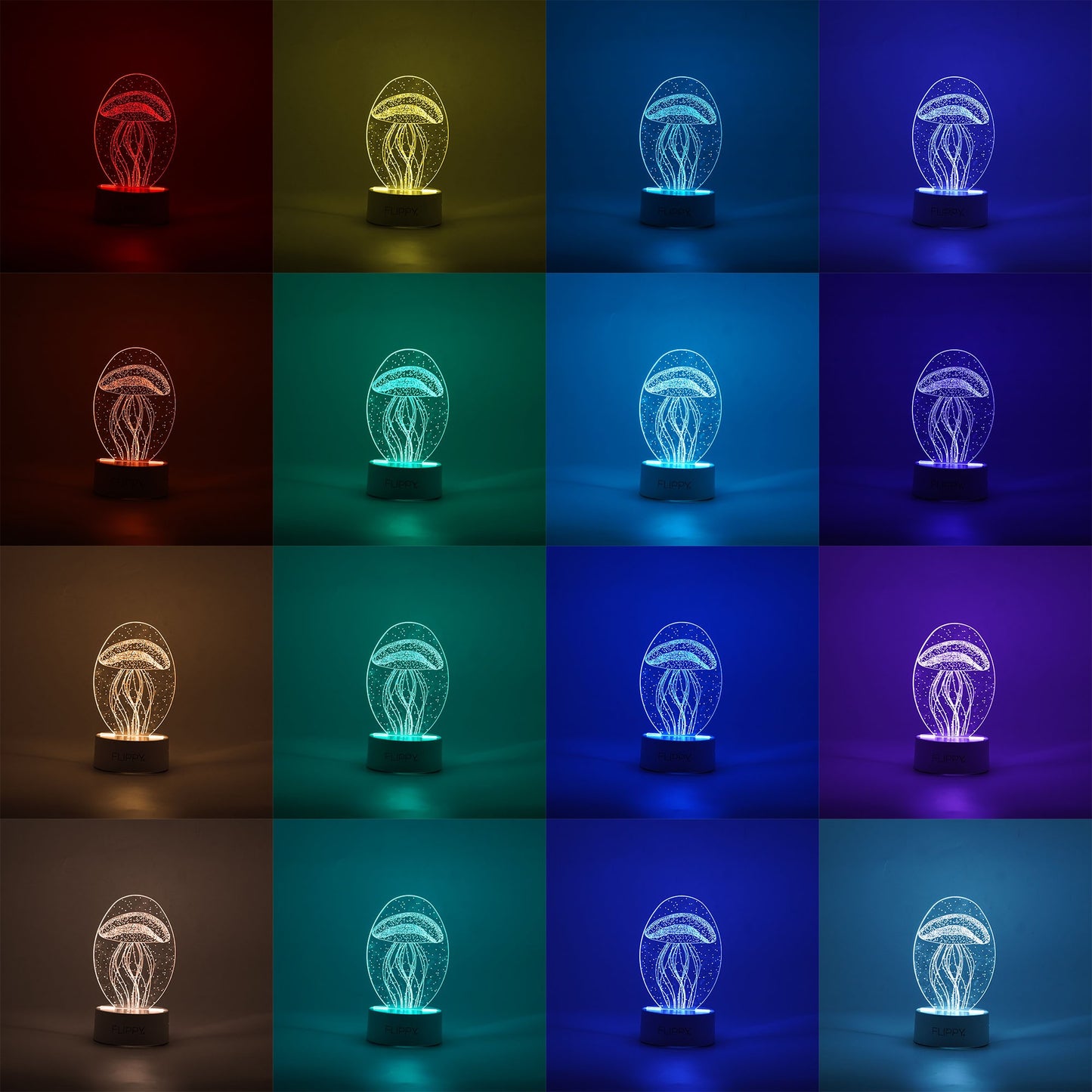 Lampă LED Decorativă 3D, Efect Meduză, Lumină Multicolară RGB, Material Acrilic, Alb