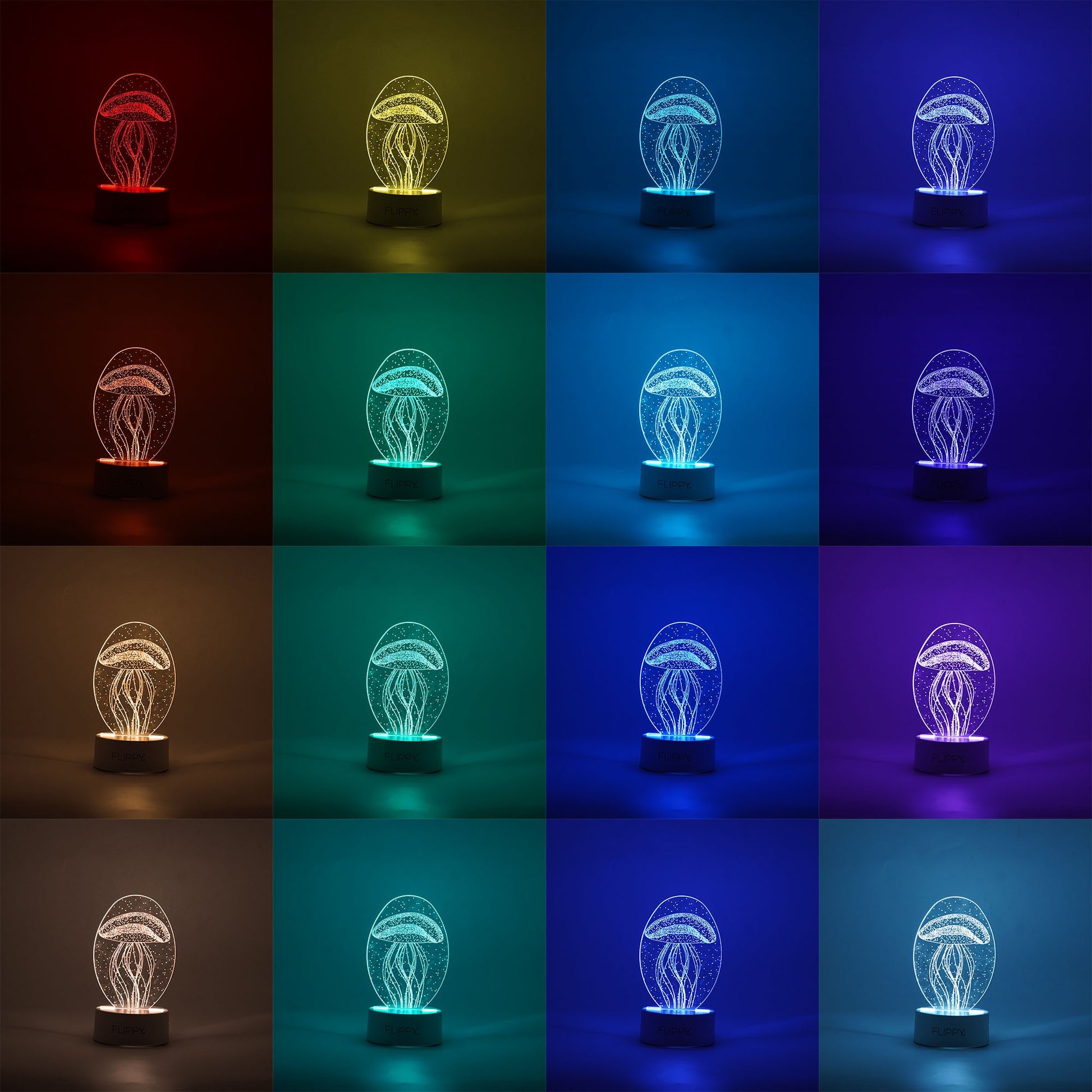 Lampă LED Decorativă 3D, Efect Meduză, Lumină Multicolară RGB, Material Acrilic, Alb