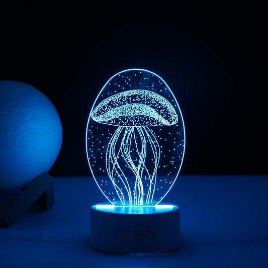 Lampă LED Decorativă 3D, Efect Meduză, Lumină Multicolară RGB, Material Acrilic, Alb
