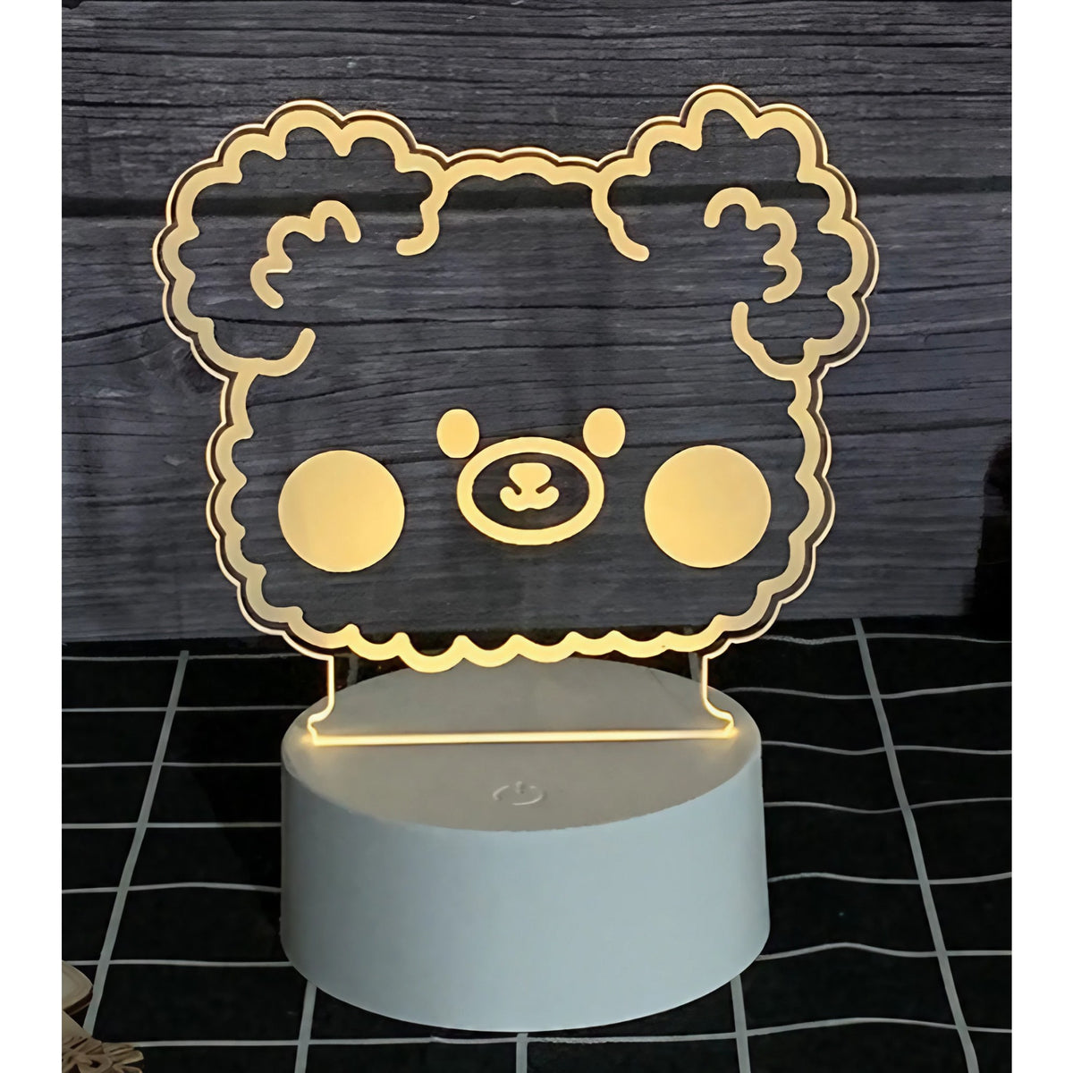 Lampa LED Decorativa 3D, Model Ursulet, Lumina Multicolora RGB, Material Acril, Alimentare USB, Alb