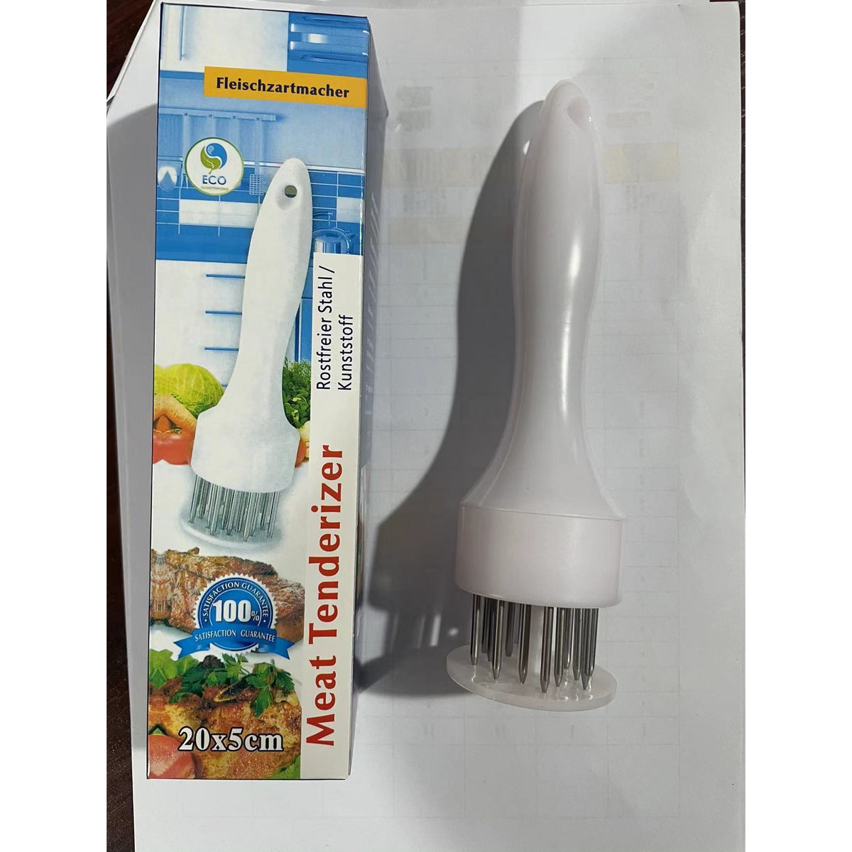 Dispozitiv pentru Fragezit Carnea, 16 Tije din Otel Inoxidabil 304, Perforator Profesional cu Capac de Protectie, 20 cm, Alb