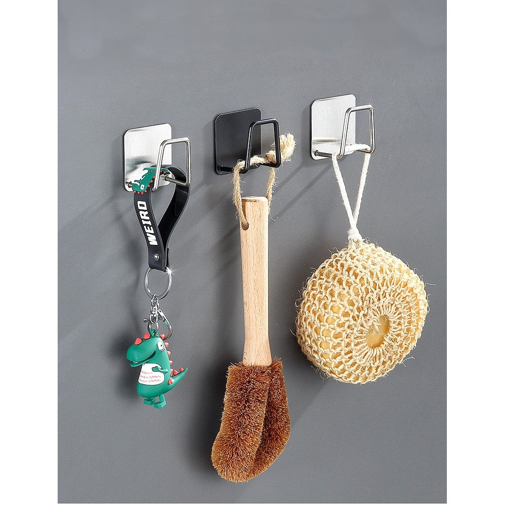 Organizator Bucatarie, Suport pentru Burete cu Montare Autoadeziva, Carlig Multifunctional fara Gaurire, Otel Inoxidabil, Rezistent 5 Kg, 5x5x3.5 cm, Gri