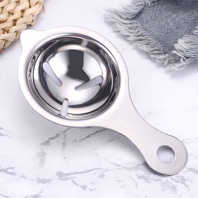 Separator Oua, Dispozitiv de Separare Albus de Galbenus cu Suport pentru Bol, Inox Alimentar, 14x7.5 cm, Argintiu