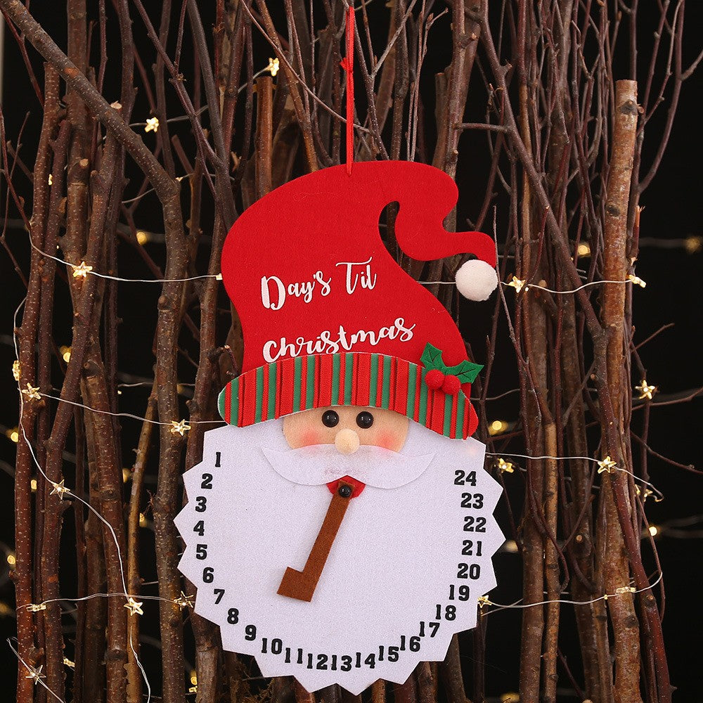 Calendar Advent Textil, Decoratiune Craciun cu Numaratoare Inversa, Model Mos Craciun, Poliester Durabil, 37 x 22 cm, Rosu