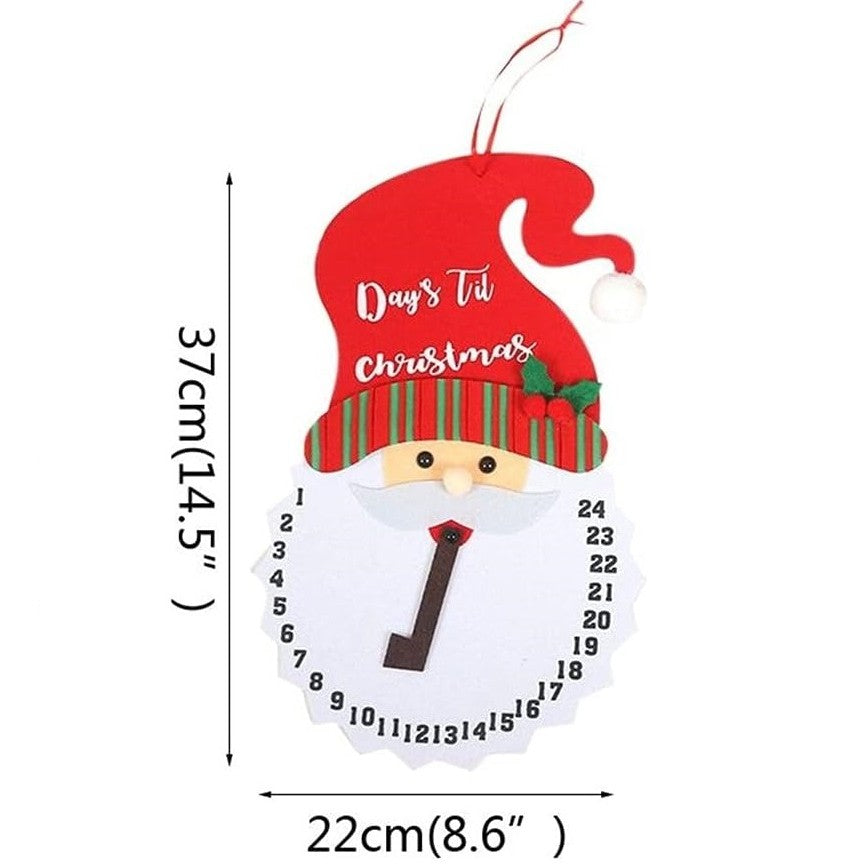 Calendar Advent Textil, Decoratiune Craciun cu Numaratoare Inversa, Model Mos Craciun, Poliester Durabil, 37 x 22 cm, Rosu