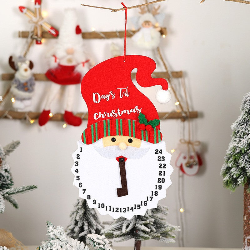 Calendar Advent Textil, Decoratiune Craciun cu Numaratoare Inversa, Model Mos Craciun, Poliester Durabil, 37 x 22 cm, Rosu