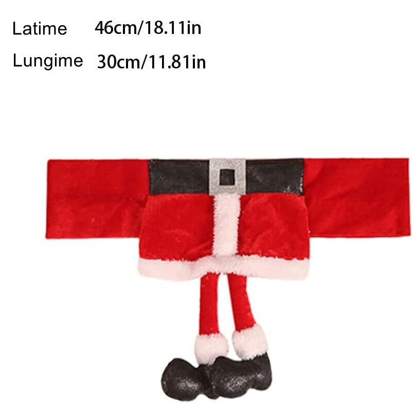 Husă Scaun cu Tematică de Crăciun, Decorațiune Festivă Elastică, Material Textil Poliester, 46 x 30 cm, Roșu