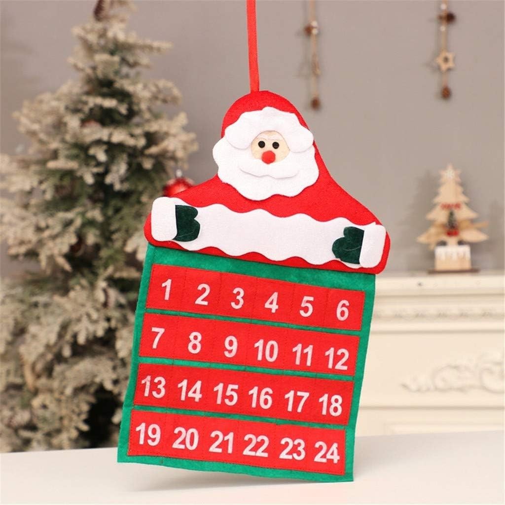 Calendar Advent de Crăciun cu Moș Crăciun, Decorațiune cu Buzunare pentru Cadouri și Surprize, Material Poliester Rezistent, Pentru Brad sau Perete, 20 x 30 cm, Multicolor