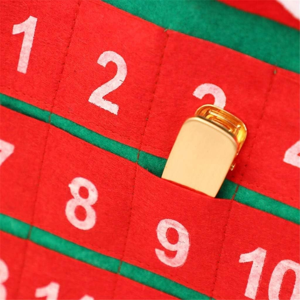 Calendar Advent de Crăciun cu Moș Crăciun, Decorațiune cu Buzunare pentru Cadouri și Surprize, Material Poliester Rezistent, Pentru Brad sau Perete, 20 x 30 cm, Multicolor