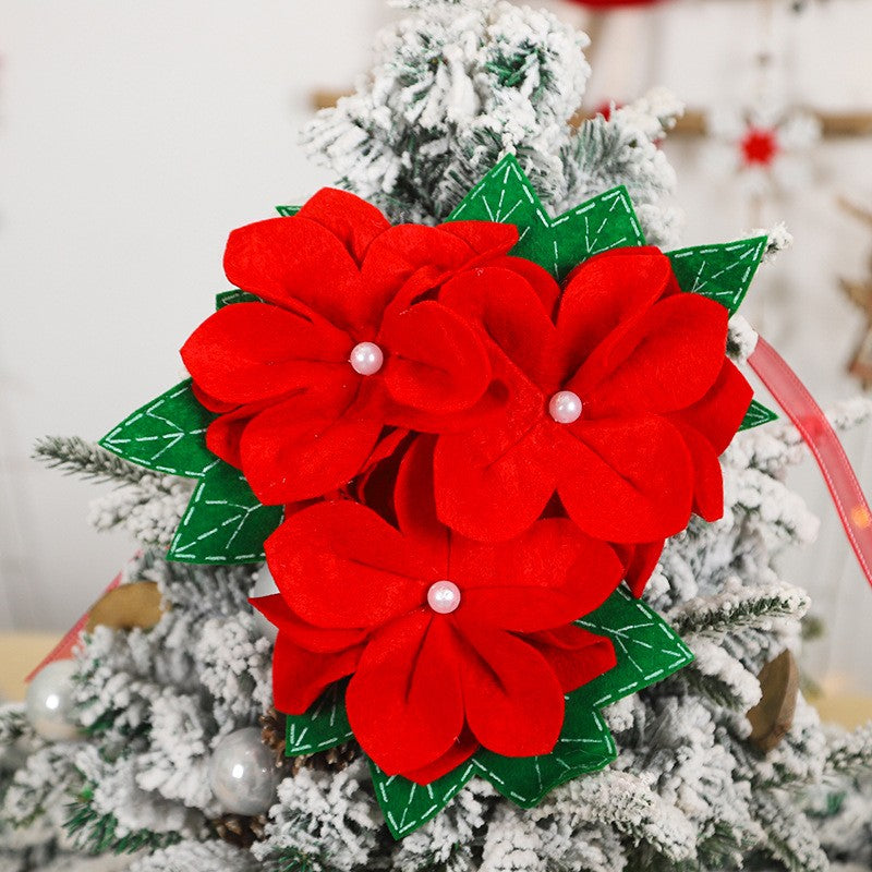 Decorațiune Perdea Și Draperie Tematică Crăciun, Model Floare Crăciuniță Cu Șnur, Material Textil Și Poliester, 31 cm, Roșu