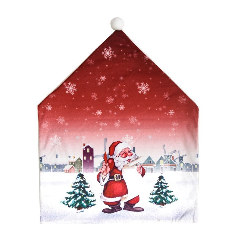 Husă Decorativă Pentru Scaun, Tematică Festivă Crăciun, Protecție Scaun Dining, Material Textil Poliester, 61 x 47 cm, Roșu