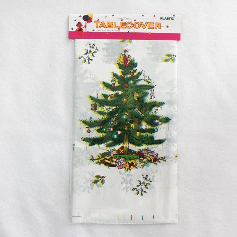 Față De Masă Dreptunghiulară Crăciun, Imprimeu Brăduți Festivi, Protecție Masă Rezistentă, PVC Impermeabil, Grosime 2.5 mm, 180 x 108 cm, Alb