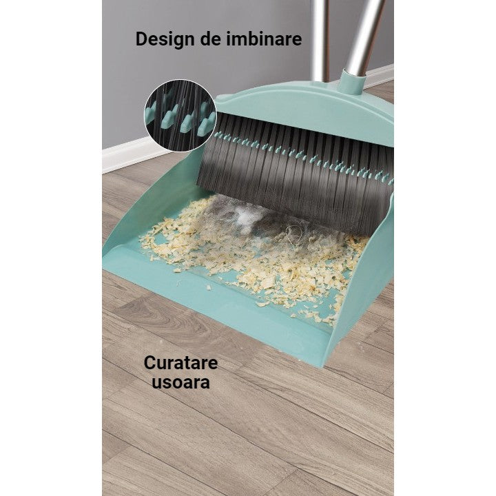 Set Matura, Faras Cu Coada Si Matura Silicon Magica, Perii 4 Randuri, Margine Cauciuc, Otel Inoxidabil Si Plastic, Albastru Deschis, 90 x 72 x 100 cm