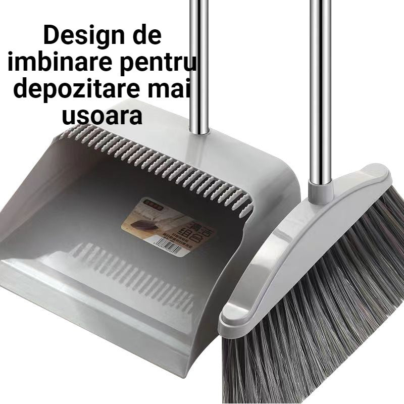 Set Matura cu Faras si Matura Magica din Silicon, Sistem Colectare Par si Praf, Margine Cauciuc, Plastic si Otel Inoxidabil, Gri, 90 x 72 x 100 cm