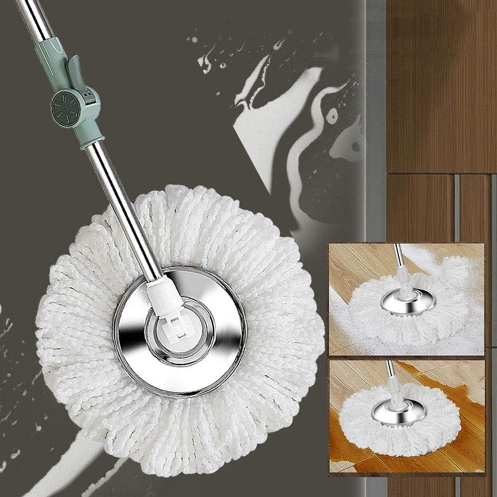 Set Mop Rotativ cu Galeata, Sistem de Stoarcere Centrifuga, Vas Detasabil si Dop Scurgere, Microfibra si Plastic, Capacitate 8 l, include 1 Rezerva, Verde
