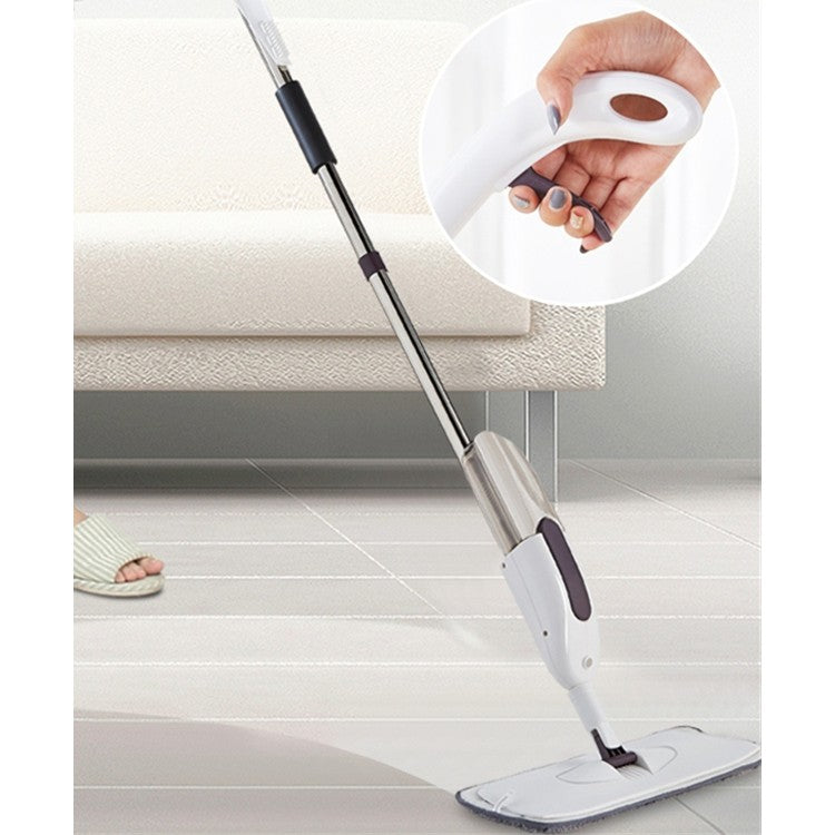Mop Plat cu Pulverizator 2 in 1, Sistem Spray si Rezervor Detasabil, Coada Aluminiu si Rezerva Microfibra, Utilizare Umeda si Uscata, Plastic, 125x40 cm, Alb/Mov