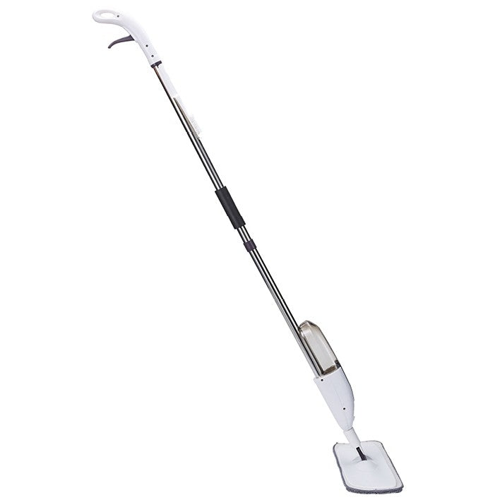 Mop Plat cu Pulverizator 2 in 1, Sistem Spray si Rezervor Detasabil, Coada Aluminiu si Rezerva Microfibra, Utilizare Umeda si Uscata, Plastic, 125x40 cm, Alb/Mov