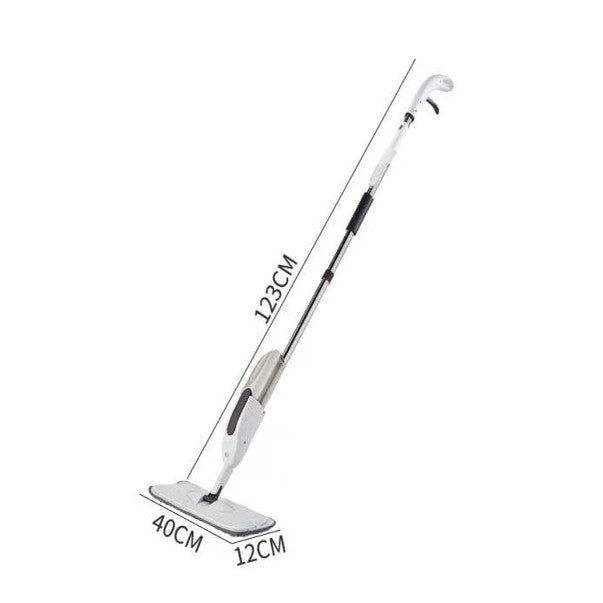 Mop Plat cu Pulverizator 2 in 1, Sistem Spray si Rezervor Detasabil, Coada Aluminiu si Rezerva Microfibra, Utilizare Umeda si Uscata, Plastic, 125x40 cm, Alb/Mov