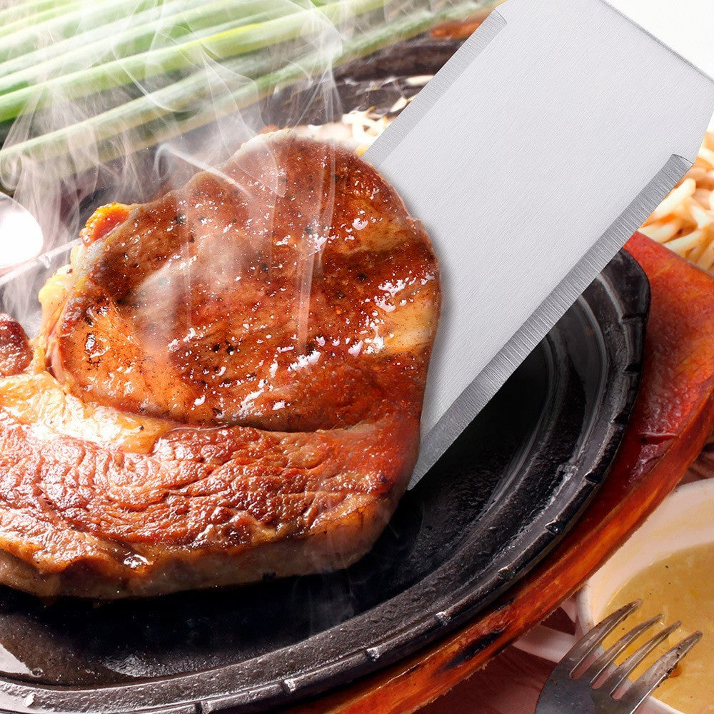 Set 3 Spatule pentru Gratar si BBQ, Suprafata Antiaderenta cu Margini Subtiri, Metal si Maner Ergonomic din Lemn, 3 Forme Diferite, Gri